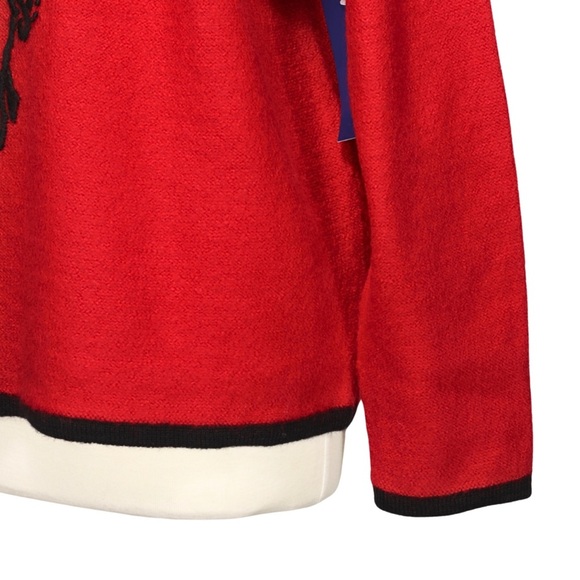 Karen Scott 100% Wool Full Zip Cardigan NWT Sweater Red Embroider Women 1X - Picture 10 of 13